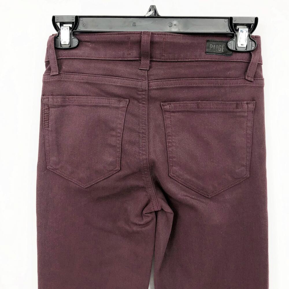PAIGE Women's Verdugo Ankle Skinny Jeans 24 00 Dark Red Coated Mid Rise NWOT - Picture 7 of 12